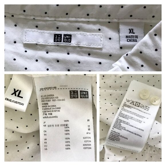 Uniqlo cotton button down shirt with small dot print, Size XL - Picture 6 of 8